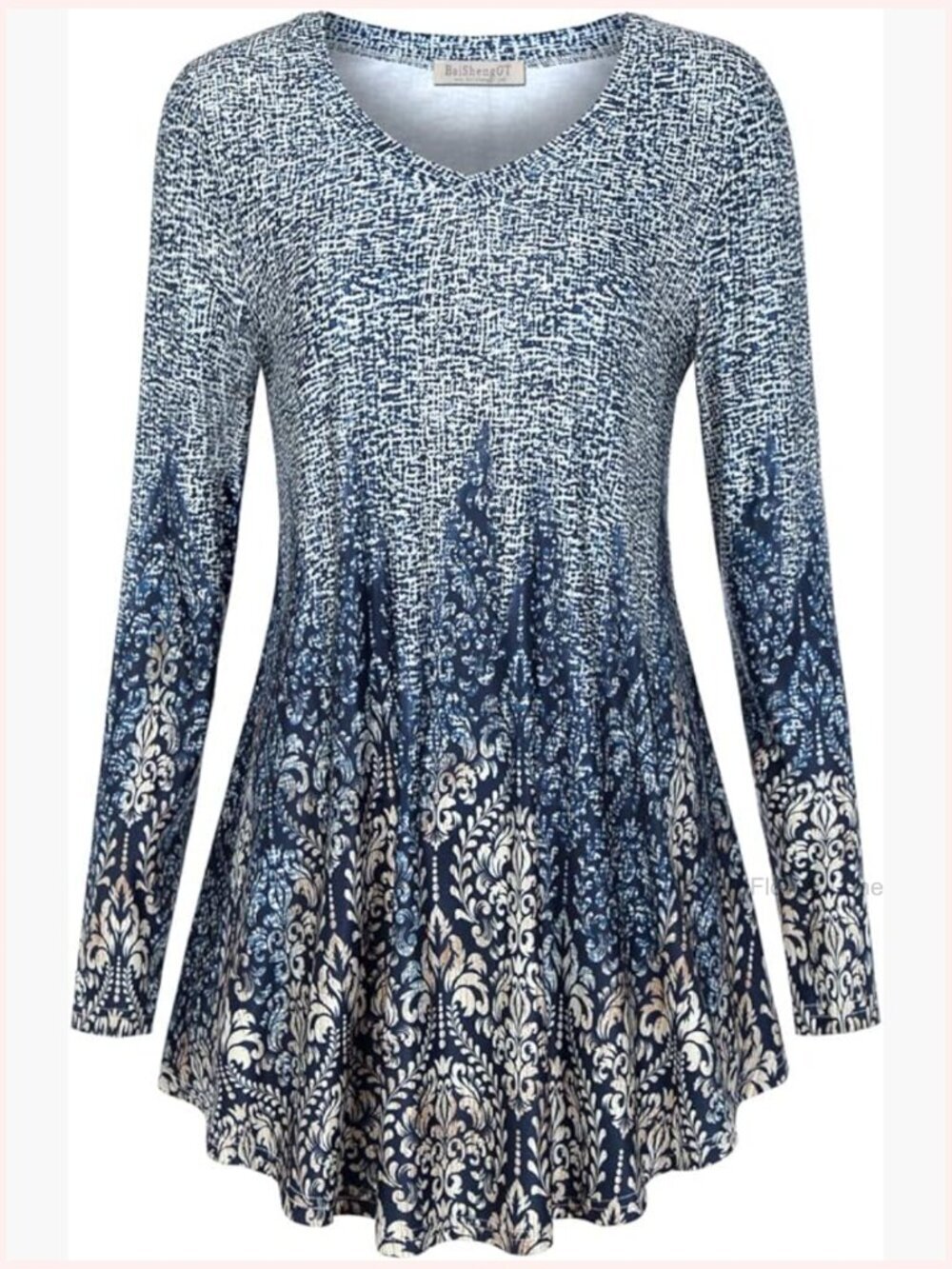 Long Sleeve V-Neck Tunic Top for Leggings Casual Blouse